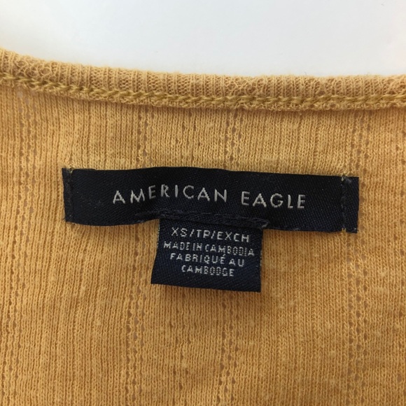 AE mustard yellow, button-up shirt - Picture 2 of 2